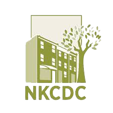 New Kensington Community Development Corporation (logo shows the acronym NKCDC under an illustration of a row of three simply illustrated shops/homes and a tree)
