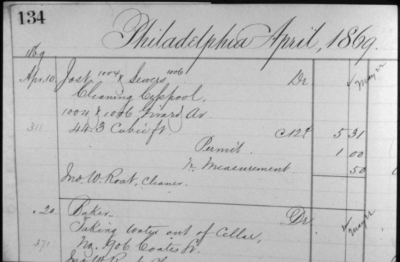 This black and white receipt scanned from 1915 shows a bill for cleaning a privy in Frankford, showing just how recently Philly was coping with the pitfalls of pit toilets. Credit: PWD Archives.
