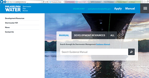 Philadelphia's new website for Stormwater Regulations planning and review. Credit: Philadelphia Water.