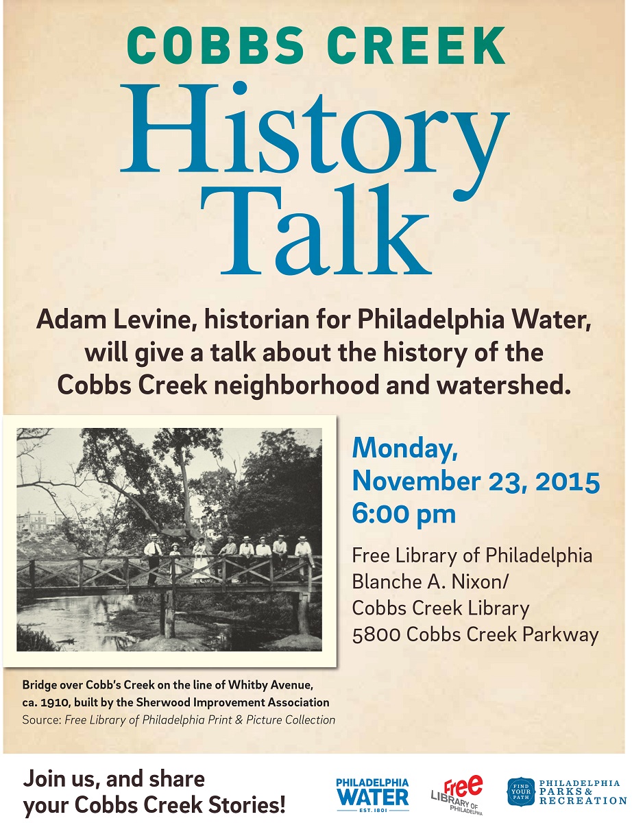 Come out to the Cobbs Creek Library on Nov. 23 at 6 p.m. and learn the amazing story behind Cobbs Creek!