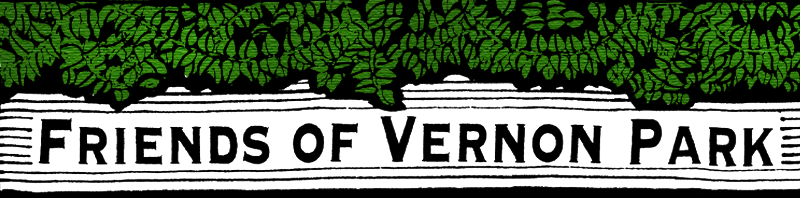 Friends of Vernon Park (logo shows the name in the lower half of a rectangle, with the upper half dominated by vines)