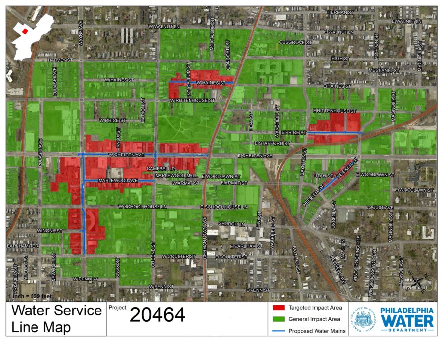Map of project 20464 affected streets.