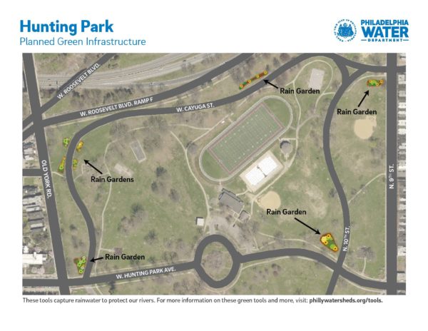 Map of Hunting Park's planned new infrastructure