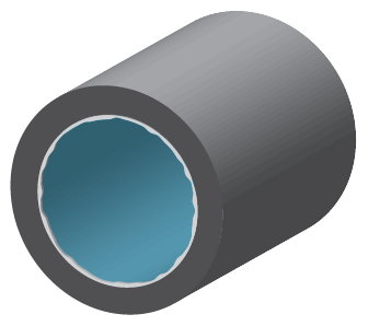 illustration of a pipe with very little buildup on the inside, so water can flow through it easily and remain clean and clear