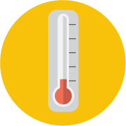 a simple graphic of an older-style thermometer with red fluid inside indicating a low temperature.