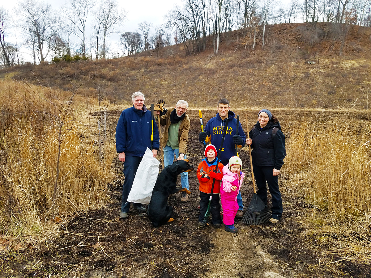 The members of The Friends of Upper Roxborough Reservoir Preserve seen here held a cleanup and planted wildflower meadow seed mix at a green stormwater swale located along Summit Avenue in Roxborough.