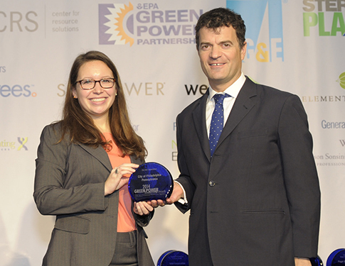 Amanda Byrne accepts EPA Green Power Leadership Award