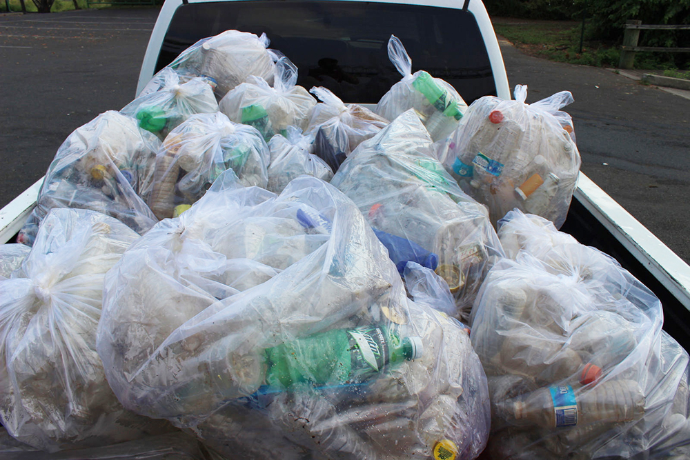 Dozens of bags of “floatable” trash pulled from the Delaware River during a 2015 volunteer cleanup. MLK Day of Service volunteers who participate in neighborhood trash removal will also be helping our rivers because cleaner streets = cleaner creeks and rivers. Credit: Philadelphia Water.