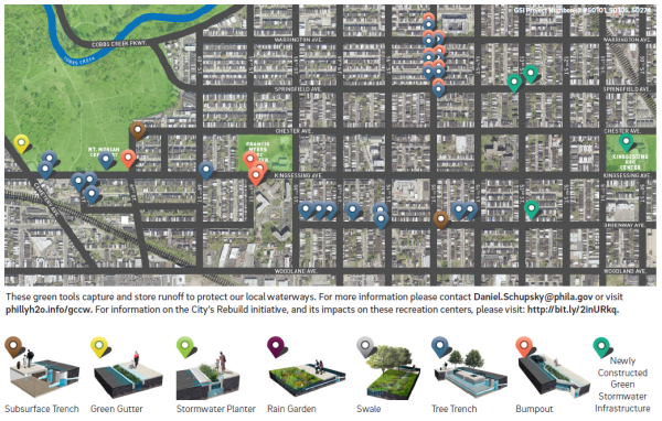 Map of projects in Kingsessing neigborhood