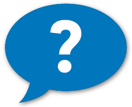 a speech bubble with a question mark inside it