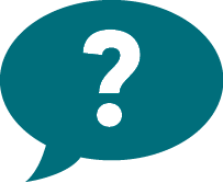a speech bubble with a question mark inside it